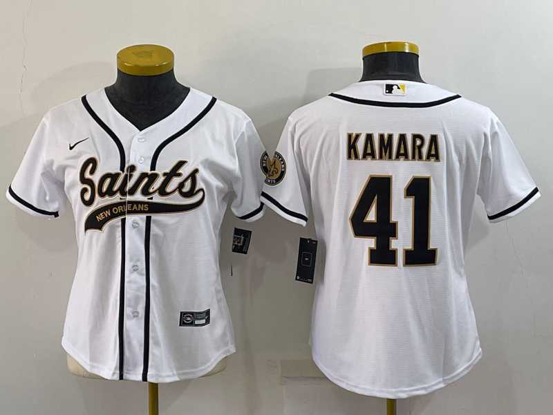 Women's New Orleans Saints #41 Alvin Kamara White With Patch Cool Base Stitched Baseball Jersey,We sell and wholesale Women's New Orleans Saints #41 Alvin Kamara White With Patch Cool Base Stitched Baseball Jersey on line form chian!